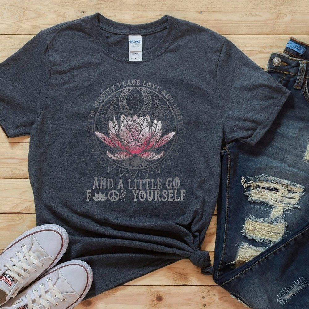 MEDITATION SHIRT, WOMENS YOGA TEE, LOTUS FLOWER